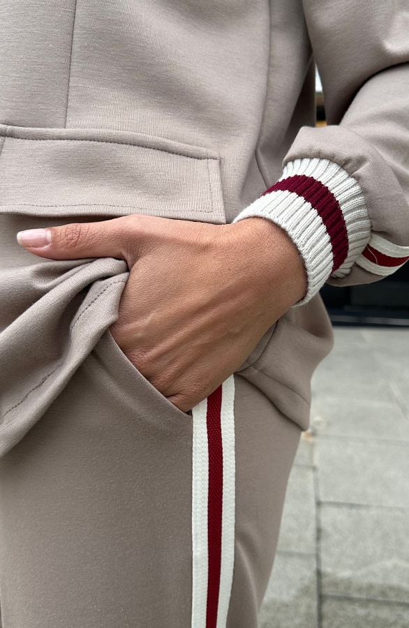 Stretch Blazer Met Bies Taupe – shoparchief, foto 4