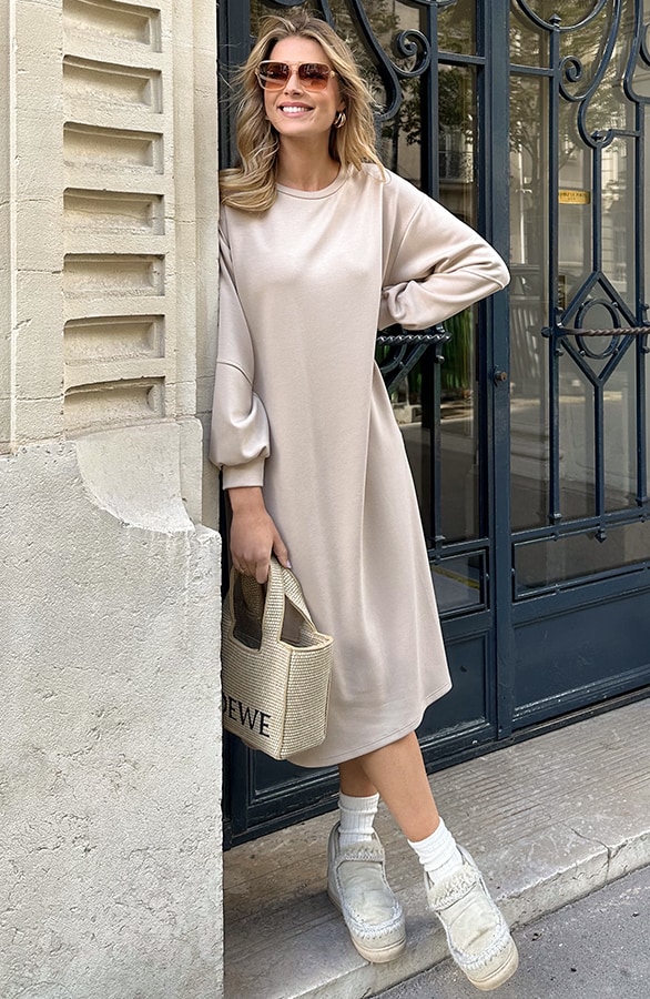 Comfy Oversized Sweater Dress Beige, Kleider, Foto 3