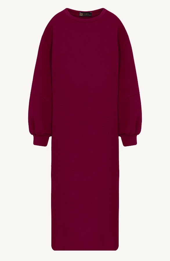 Comfy Oversized Sweater Dress Burgundy – jurken