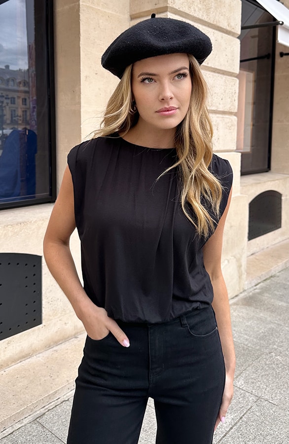 Cropped Top Met Plooien Zwart – tops, foto 3