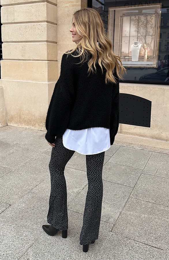 Flared Hose Polkadots Schwarz, Schlaghosen, Foto 5