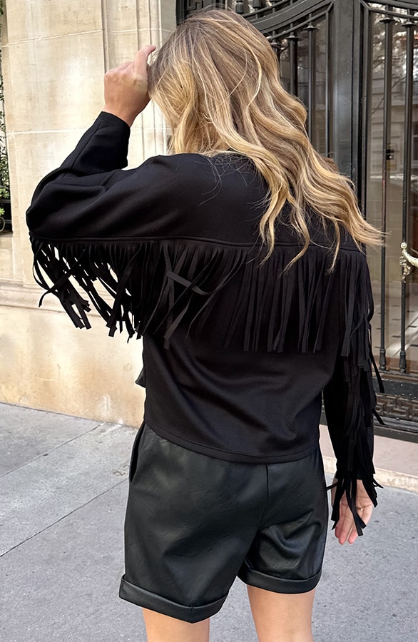 Franje Detail Sweater Zwart – truien, foto 3