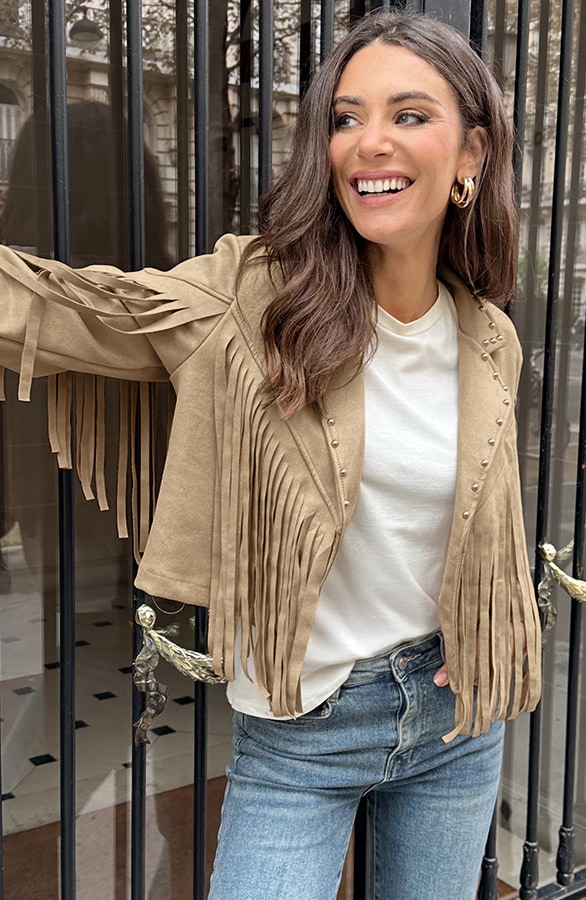 Fringe Jacket Met Studs Camel – shoparchief, foto 5