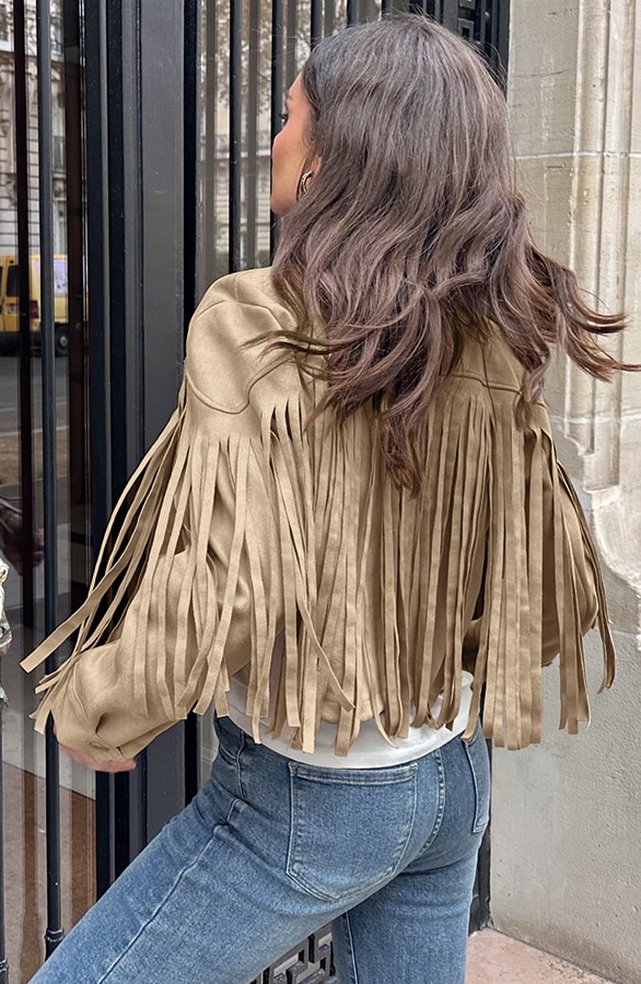 Fringe Jacket Met Studs Camel – shoparchief, foto 2