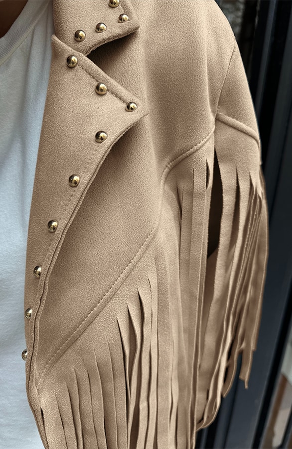 Fringe Jacket Met Studs Camel – shoparchief, foto 4