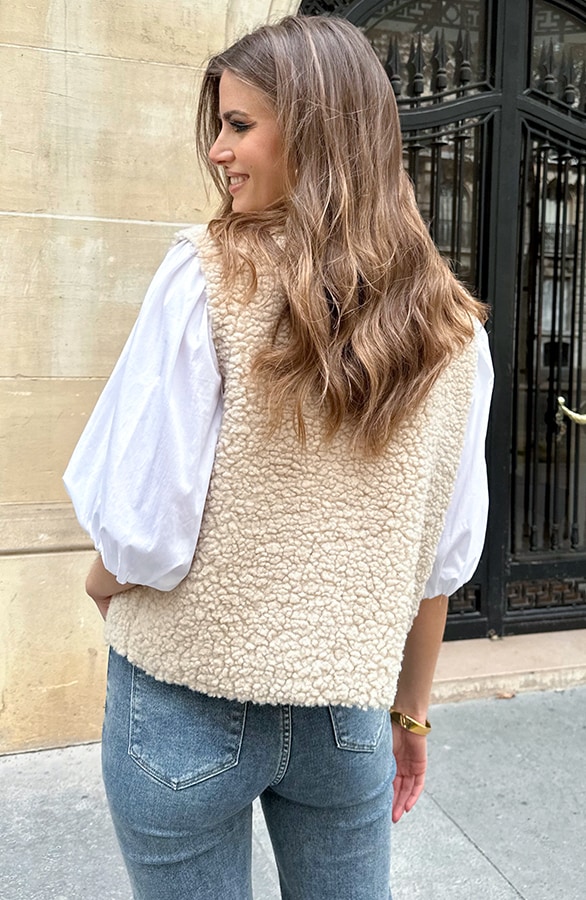 Classic Pofmouwen Blouse Katoen Ecru – shoparchief, foto 9