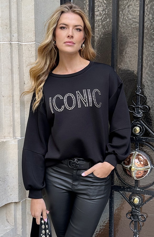 Iconic Studs Sweater Black – truien, foto 6