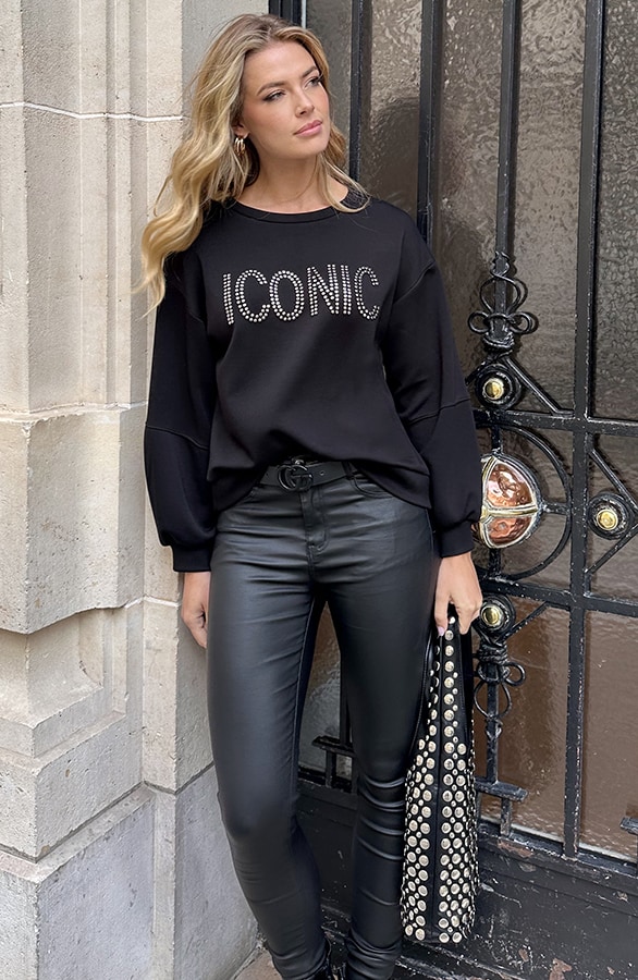 Iconic Studs Sweater Black – truien, foto 4