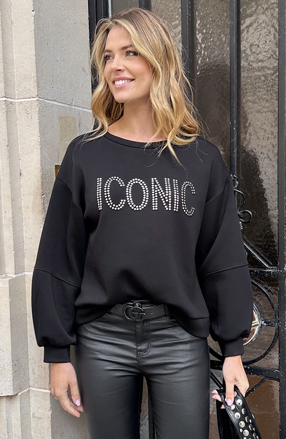 Iconic Studs Sweater Black – truien, foto 3