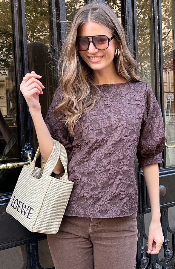 Jacquard Pofmouwen Top Choco – tops, foto 4