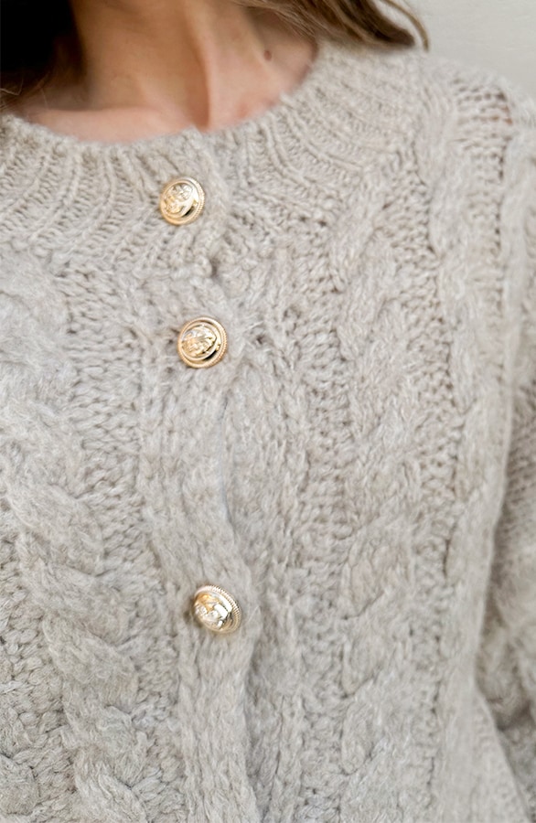 Knitted Kabel Vest Taupe – vesten, foto 5