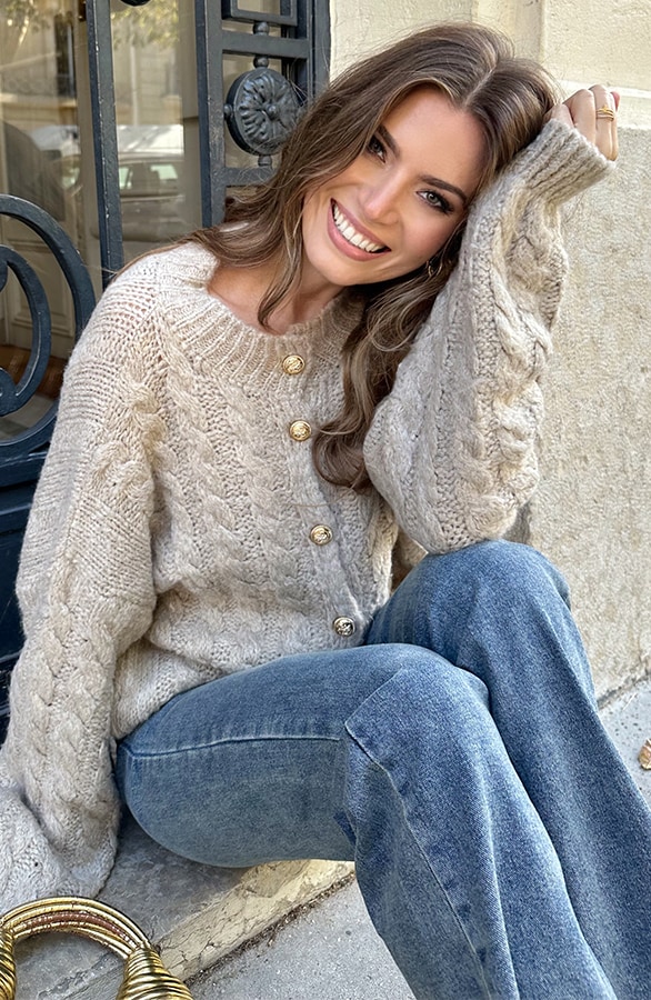 Knitted Kabel Vest Taupe – vesten, foto 9