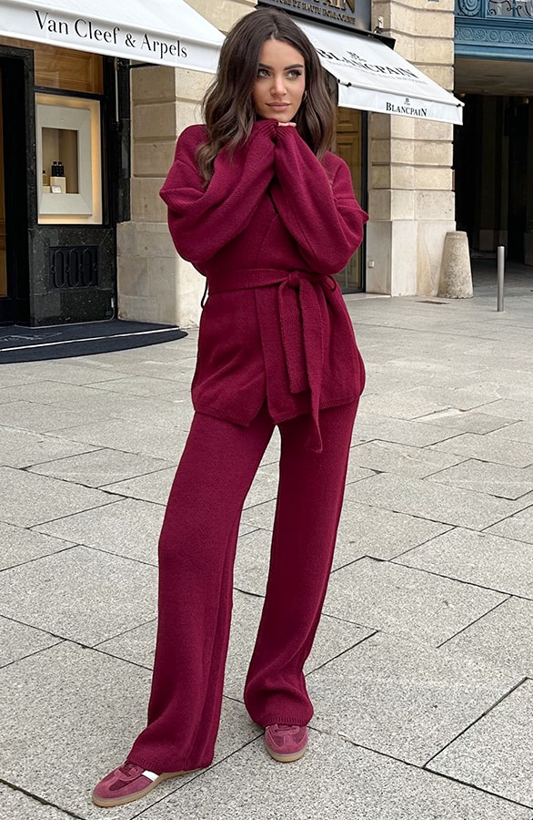 Wrap Knitted Vest Burgundy – vesten, foto 4