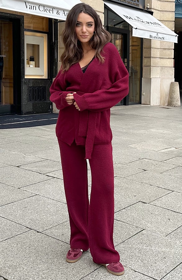 Wrap Knitted Vest Burgundy – vesten, foto 3