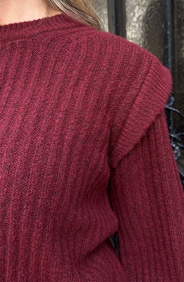 Knitted Shoulder Detail Trui Burgundy – truien, foto 5