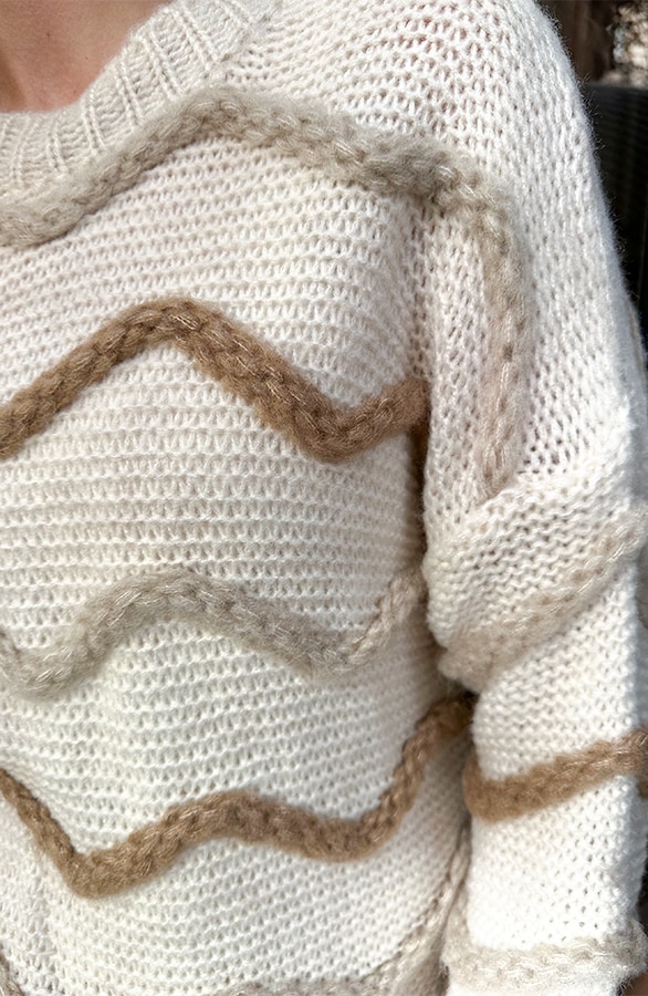 Knitted Striped Sweater Beige – truien, foto 6