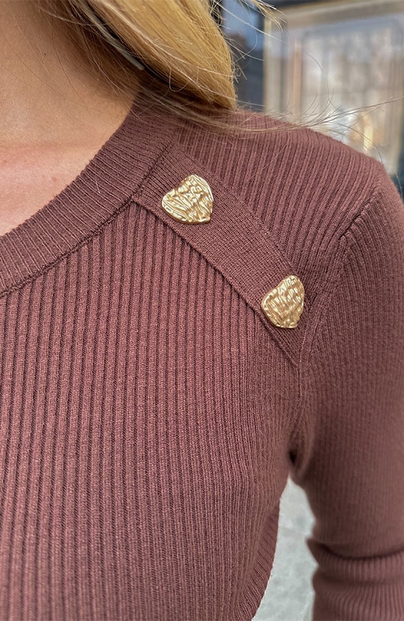 Knitted Trui Hartjes Knopen Choco – shoparchief, foto 5