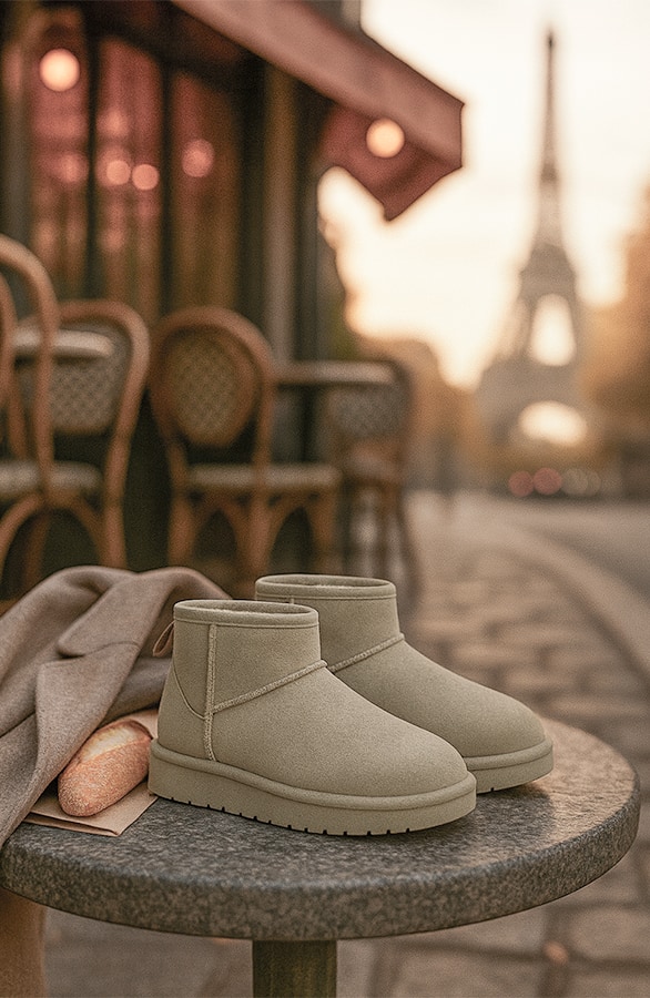 Flache Suede Boots Taupe, Alle Schuhe