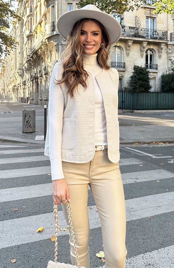 Lurex Gilet Met Zakken Beige – vesten, foto 6