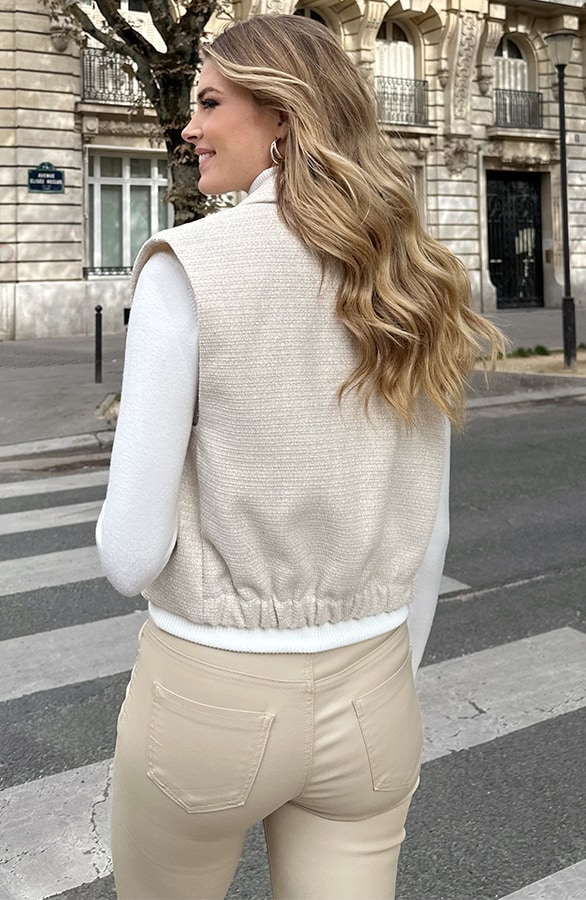 Lurex Tweed Weste Beige, Westen, Foto 4