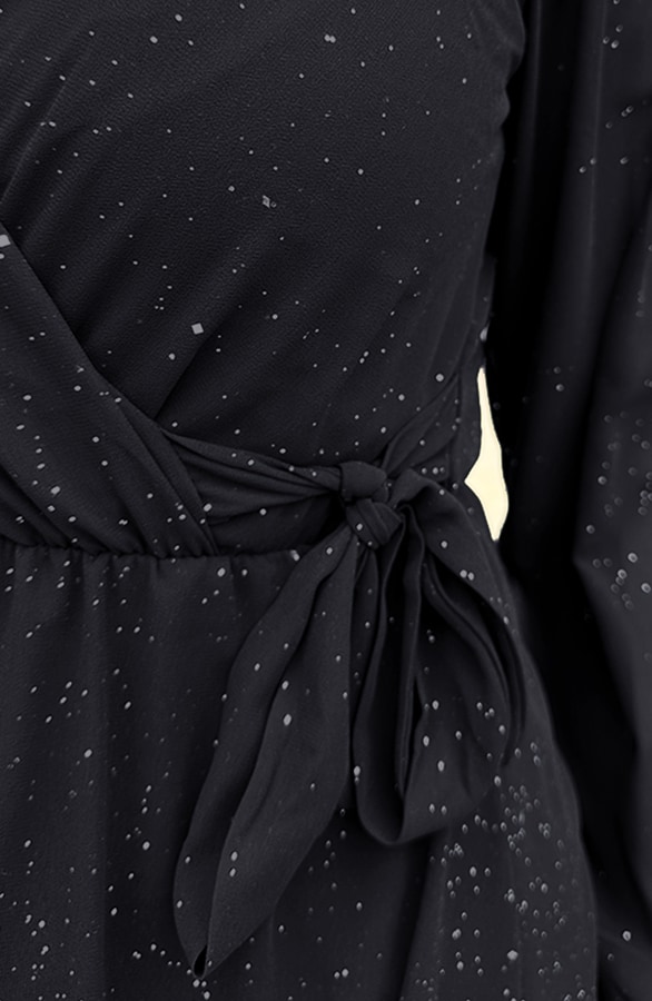 Luxury V-Hals Jurk Zwart Glitter – jurken, foto 5