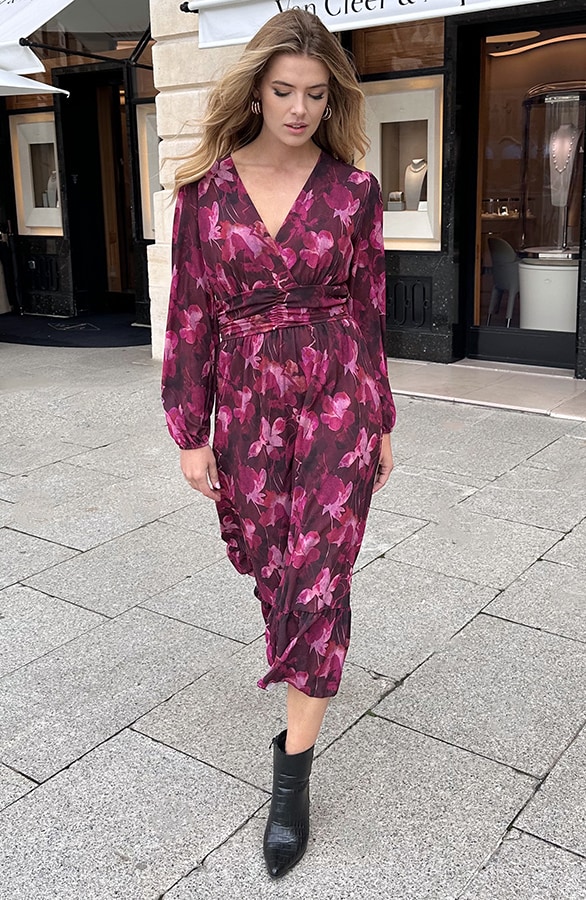 Maxi Jurk Flowerprint Roze – jurken, foto 2