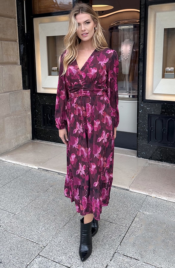 Maxi Jurk Flowerprint Roze – jurken, foto 5
