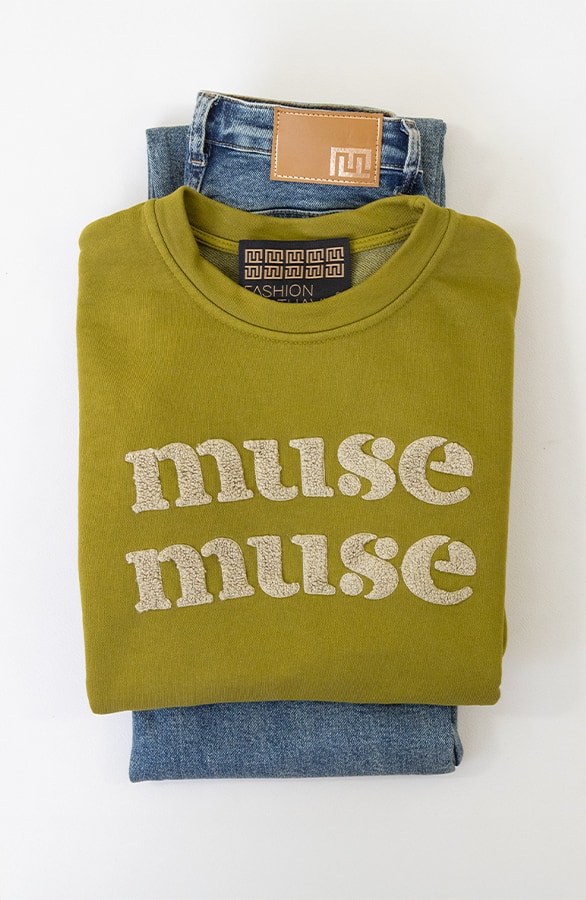 Muse Muse Sweater Olive Green – truien