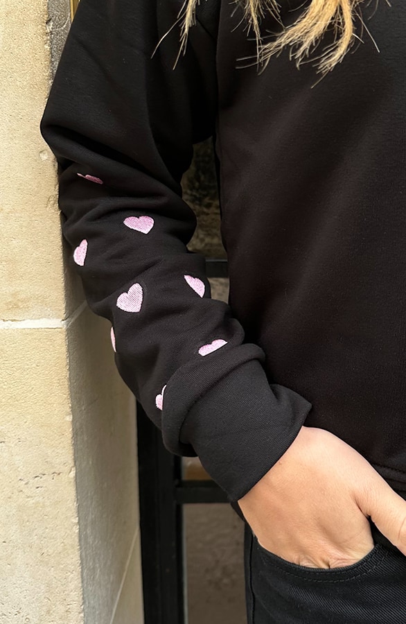 Oversized Heart Sweater Zwart – truien, foto 5