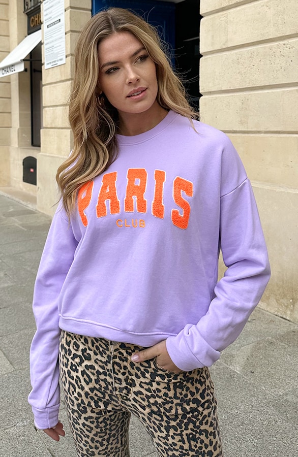 Oversized Paris Club Pullover Lila, Foto 4