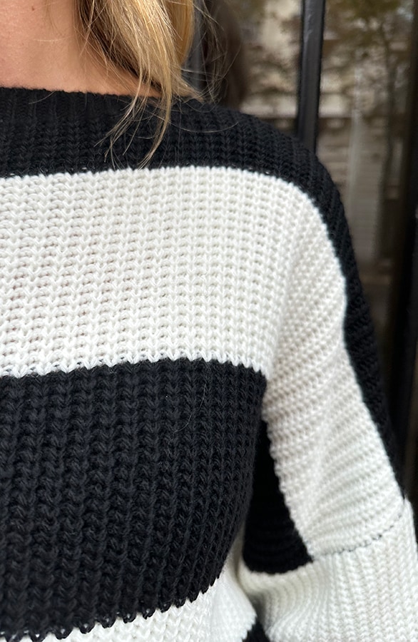 Oversized Striped Trui Zwart Wit – truien, foto 6