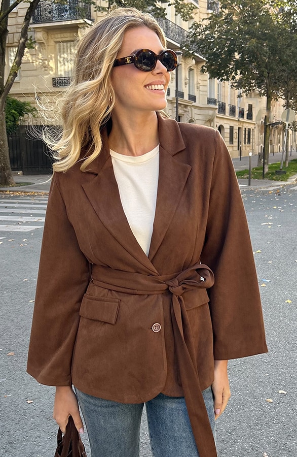 Oversized Suede Blazer Choco – shoparchief, foto 7