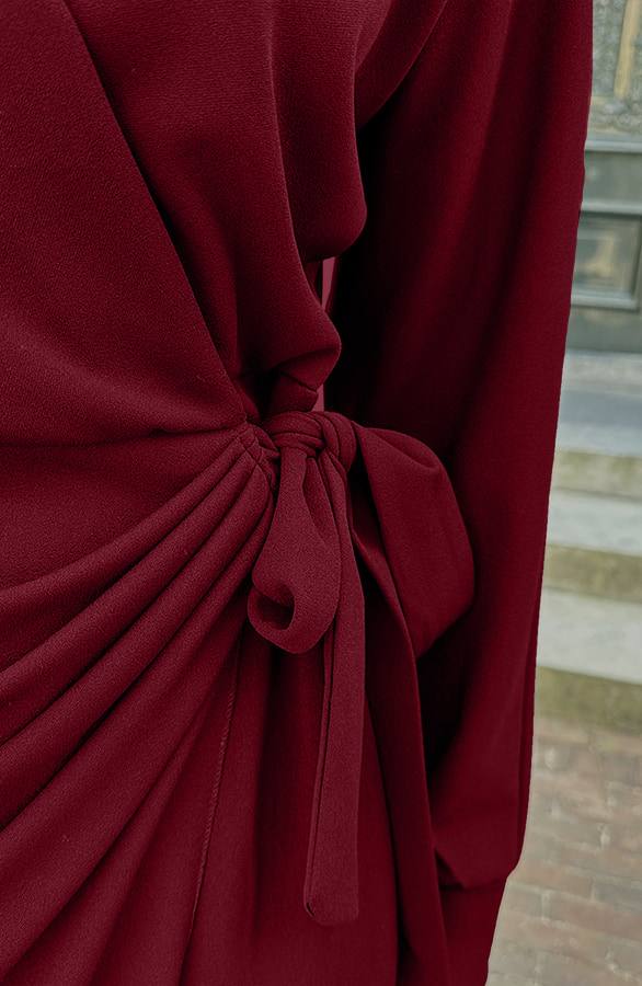 Scuba Long Sleeve Jurk Burgundy – jurken, foto 6