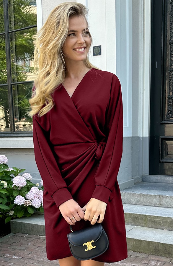 Scuba Long Sleeve Jurk Burgundy – jurken, foto 2