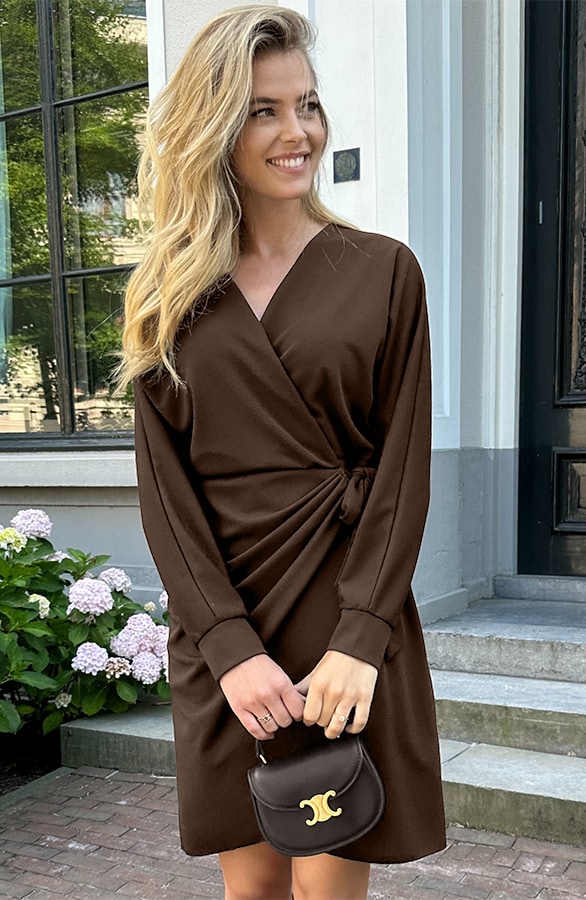Scuba Long Sleeve Jurk Choco – jurken