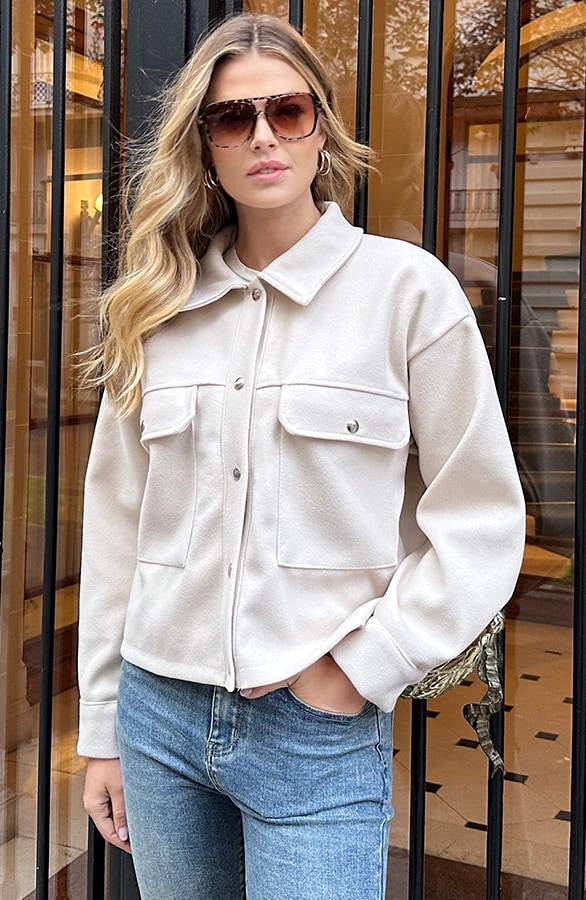 Soft Jacket Met Klepzakken Beige – jassen, foto 7