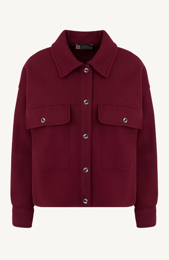 Soft Jacket Met Klepzakken Burgundy – jassen