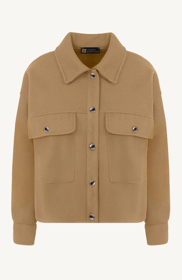 Soft Jacket Met Klepzakken Camel – jassen