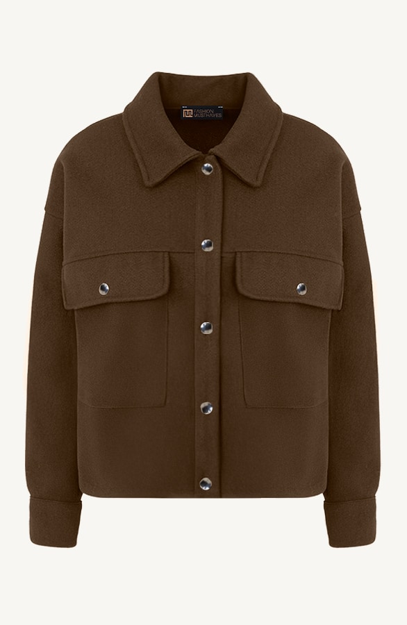 Soft Jacket Met Klepzakken Choco – jassen