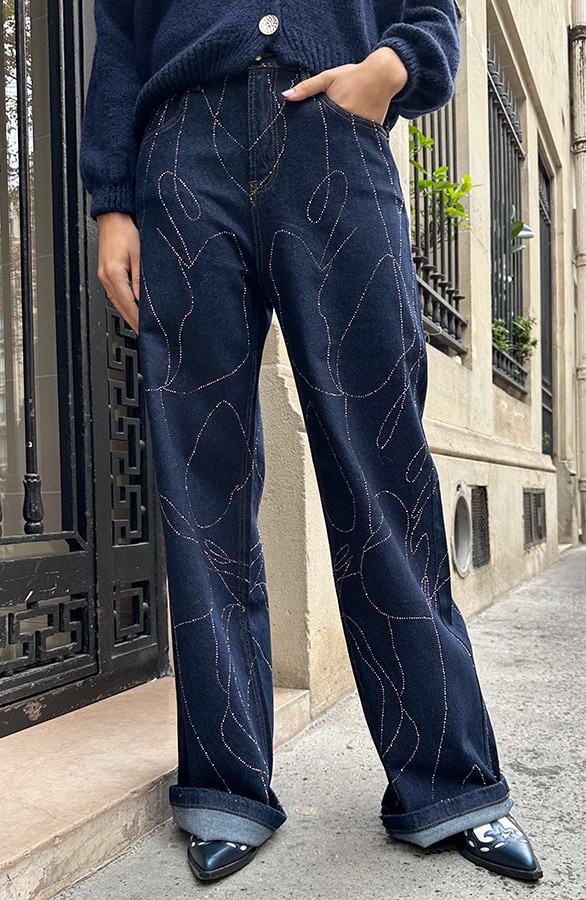 Sparkle Detailed Jeans Dark Denim – spijkerbroeken, foto 8