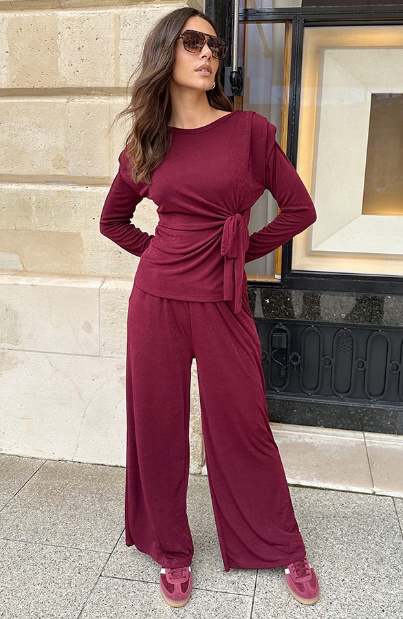 Straight Stretch Pantalon Burgundy – alle kleding, foto 3