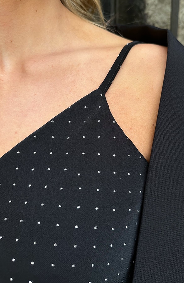 Strass Touch Spaghetti Top Zwart – tops, foto 5