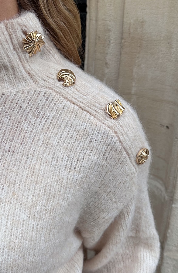 Wollen Sweater Met Knopen Beige – truien, foto 5