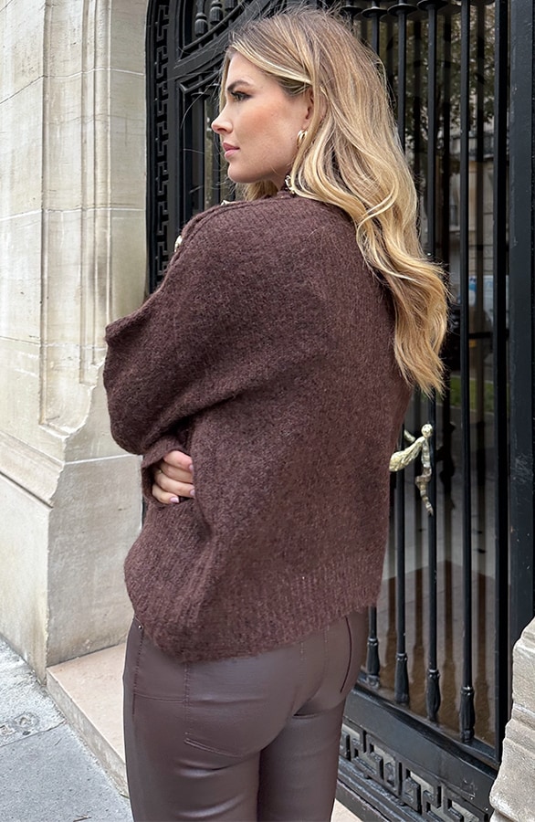 Wollpullover mit Knöpfen Choco, Foto 4