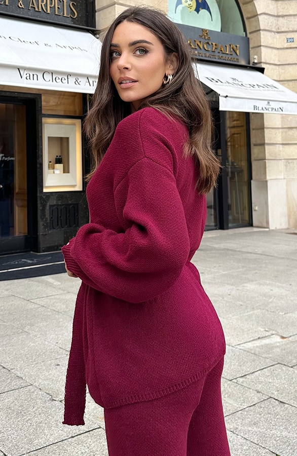 Wrap Knitted Vest Burgundy – vesten, foto 5