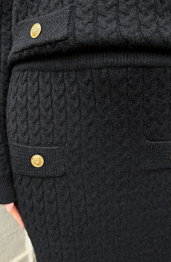 Cable Knitted Skirt Zwart – rokken, foto 5