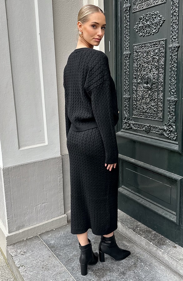 Cable Knitted Skirt Zwart – rokken, foto 4