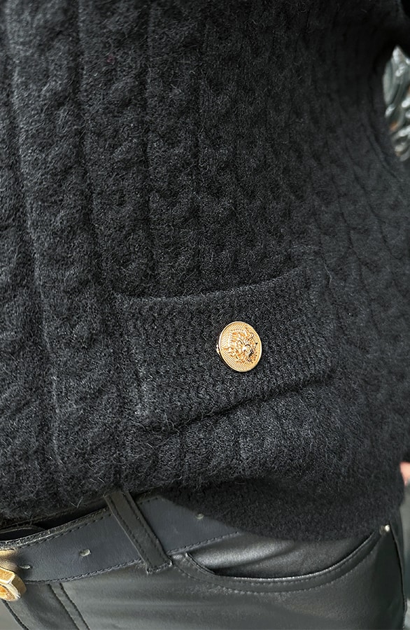 Cable Knitted Sweater Zwart – shoparchief, foto 5