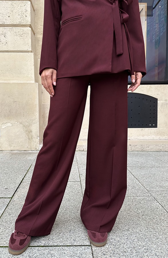 Classic Straight Leg Pantalon Burgundy – broeken