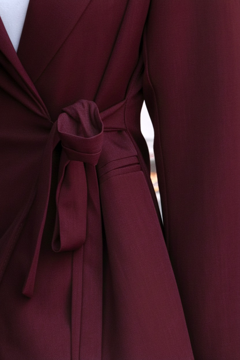 Classic Wrap Blazer Burgundy 2.0 – shoparchief, foto 4